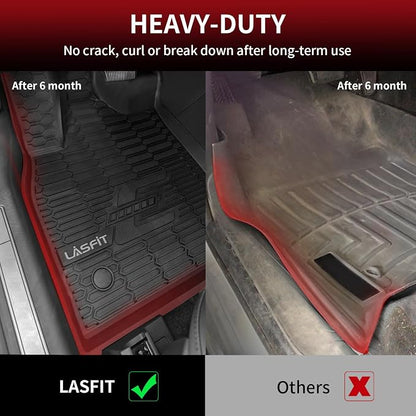 LASFIT Floor Mats for Ford Mustang Mach-E 2021-2025 2026 TPE All Weather Protector Car Liners, 1st & 2nd Row, 3pcs Black
