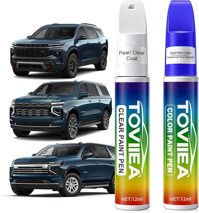 Lakeshore Blue Metallic(GXP/WA136H) Touch Up Paint Compatible with Chevrolet,2-In-1 Car Scratch Remover Pen,Car Paint Scratch Repair Kit for Scratches,Chips & Nicks,2-PCS SET