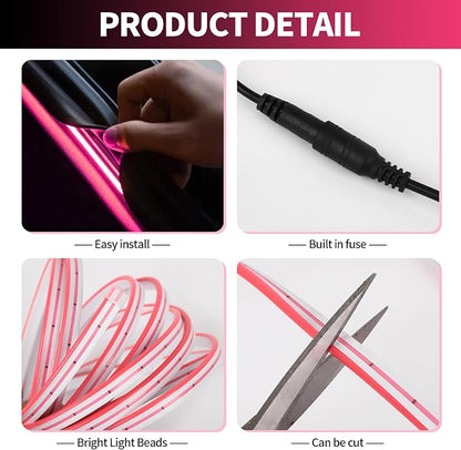 HOLDCY Car LED Strip Lights - Trunk Cargo Ambient Lighting, Pink 10000K, 177.16 inches Flexible Cuttable LED Light Strip, Easy Install, Waterproof, Universal Fit for Car Trunks, SUVs, and Vans