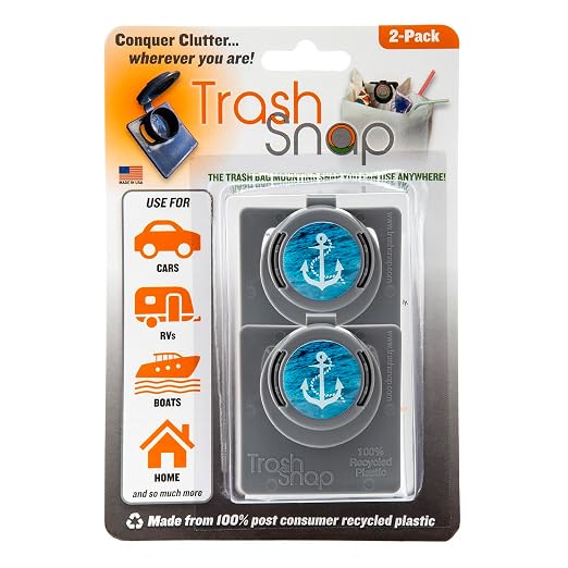 Reusable Bag Holders for Trash & Recycling | Eco-Friendly, Adhesive Clip System for Car, RV, Home, Travel, Boat | Recycled Plastic Anchors Away - 2 Pack