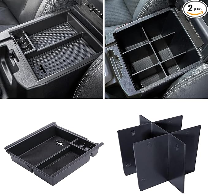JDMCAR 2PCS Center Console Insert Set Compatible with Toyota Tacoma 2023 2022-2016, Console Armrest Box Insert Tray and Center Console Organizer Divider for Tacoma Accessories