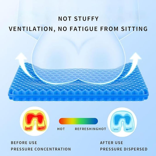Gel Seat Cushion, Cooling Honeycomb Cushion for Long Sitting, Tailbone & Coccyx Pain Relief, Ergonomic Office Chair Pad, Breathable for Car Seat & Wheelchair(Blue)
