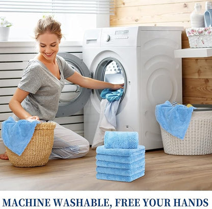 Tallew 16 Pcs 15 Pcs Car Microfiber Towels Buffing Drying Wash Cleaning Cloths Plush Large Towels Thick Care Polishing Detailing Waxing Scratch Proof Towel, 15.75 x 15.75 Inch (Light Blue)