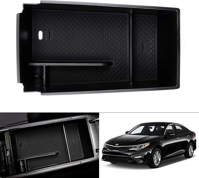 Autorder Center Console Organizer for 2021 2022 2023 2024 2025 2026 Kia K5 GT Line Accessories Armrest Storage Box Secondary Insert Tray with Black Mat