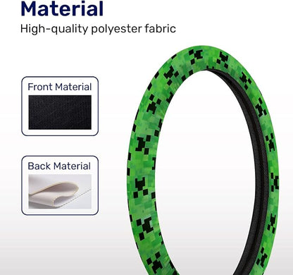 GENANY Pixel Zombie Steering Wheel Cover, Non Slip Polyester Car Wheel Protector for Car SUV Truck, Universal 15 Inch