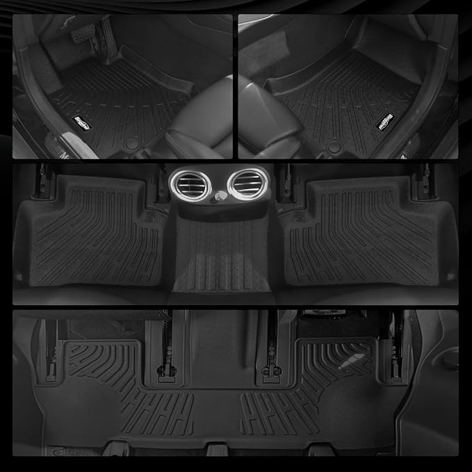 Floor Mats for Toyota Sequoia 2012-2022 (with 2nd Row Bench Seats), Trunk Mat and Backrest Mat All Weather TPE Protector for Toyota Sequoia Accessories (Not for 2nd Row Captain Seats)