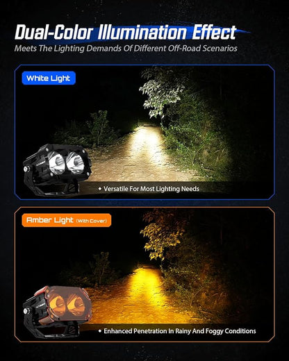 NOVSIGHT LED Pods Lights - 4.5 Inch Off Road LED Spot Lights (Waterproof, Black, Universal Fit) for Trucks, Wrangler, Jeep, Pickup, SUV, ATV, Boat (with Wiring Harness)