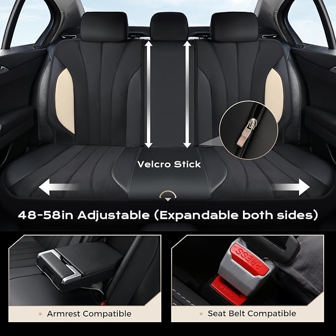 Coverado Car Seat Covers Full Set, Waterproof Automotive Seat Protectors 5 Seats,Beige Driver Protectors Universal Fit for SUVs, Trucks, Sedans,Car Accessories