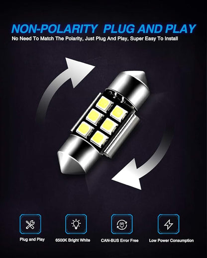 Marsauto DE3175 LED Bulb 31mm Festoon LED Bulbs White 1.2inch Super Bright 300LM 6500K 2835SMD 3175 DE3021 3022 3021 for Car Interior Dome Map License Plate Lights RV Exterior Lighting Pack of 4