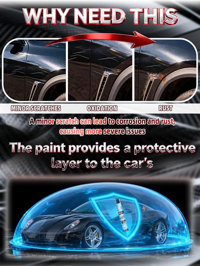 Black Car Touch Up Paint, Exact Color Match Car Scratch Repair Kit, Quick & Easy Fix Chips and Nicks Scuff(WA8555/848 Black)