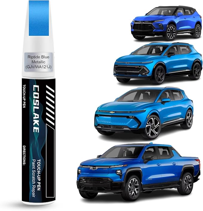 Car Touch Up Paint(Riptide Blue Metallic(GJV/WA121J)) for Chevrolet, Car Paint Scratch Repair Kit, Quick & Easy Solution to Repair, 2 in 1 Scratch Remover Pen with Color-Matched