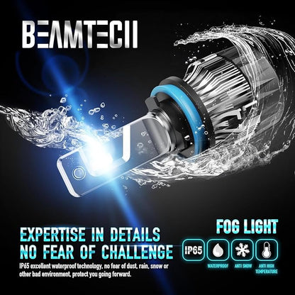 BEAMTECH 9005 H11 Fog Light Bulbs, 6500K Fog Light or Off Road Light