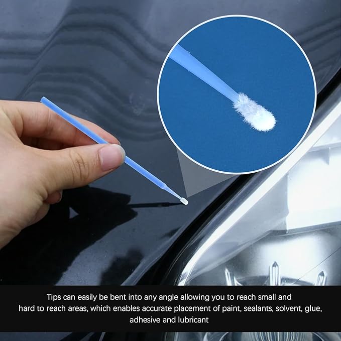 Saihisday 2.5mm Precision Micro Brushes - 100PCs Disposable Applicators for Automotive Detailing & Crafts (Non-Chemical Tool)