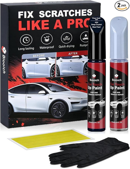 Deep Crystal Blue Pearl 42M for Mazda Touch Up Paint Kit with 2K Clear Coat,Exact Color Match Touch Up Paint for Chip and Scratch Repair