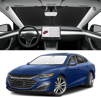 Custom Fit Windshield Sun Shade for Chevy Malibu 2016-2025, Blocks UV & Heat, Front Window Sunshade Accessories, Easy Fold & Store Keep Your Car Cooler