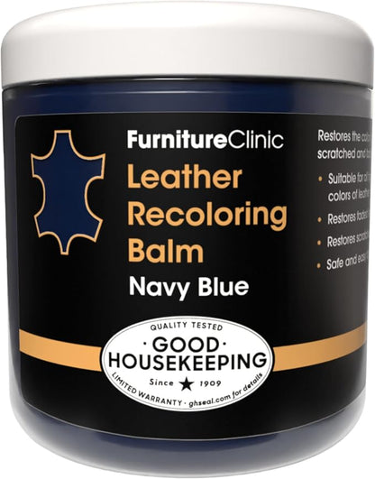 Furniture Clinic The Original Leather Recoloring Balm | Navy Blue Leather Dye | Repair Scratched, Faded, & Worn Leather | Restore Your Leather Couches, Sofas, Car Seats| 250 ml / 8.5 fl oz