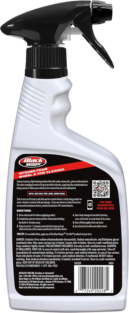 Black Magic 120228 Intense Foam Wheel & Tire Cleaner, High-Foaming Formula for Deep Cleaning, Removes Dirt, Grime & Brake Dust – Safe on All Wheels, 22 Fl Oz