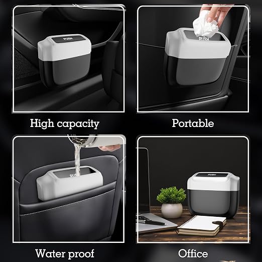 Car Trash Can with Lid，Built-in Storage Garbage Bag，Leakproof Vehicle Trash，Car Accessories for Interior,Mini Garbage Bin for Automotive, Home, Office, Kitchen, Bedroom，with 30pcs Trash Bags