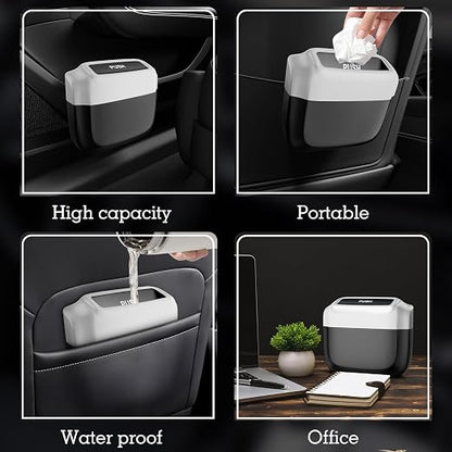 Car Trash Can with Lid，Built-in Storage Garbage Bag，Leakproof Vehicle Trash，Car Accessories for Interior,Mini Garbage Bin for Automotive, Home, Office, Kitchen, Bedroom，with 30pcs Trash Bags