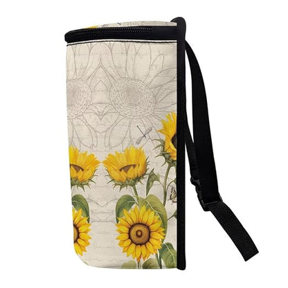 BIGCARJOB Sunflower Dragonfly Car Trash Bags for Back Seat,Sunflower Car Garbage Bin with Lids,Foldable Auto Interior Storage Bags Hanging Accessories