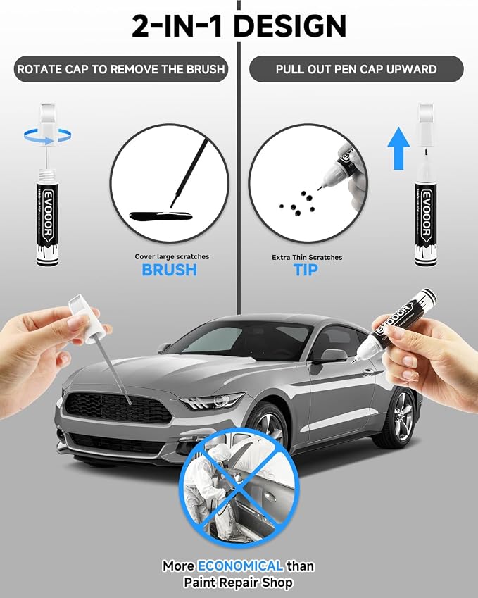 JS/M7432A Iconic Silver Metallic Touch Up Paint for Ford – Exact Match 2 in 1 Paint Pen for Chips and Nicks Repair