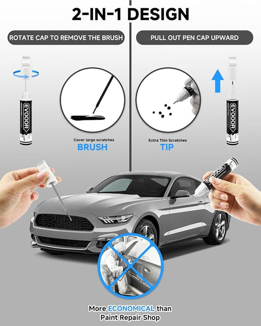 JS/M7432A Iconic Silver Metallic Touch Up Paint for Ford – Exact Match 2 in 1 Paint Pen for Chips and Nicks Repair