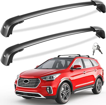 Tuyoung 300lbs Lockable Roof Rack Cross Bars Compatible with Hyundai Santa Fe 2013 2014 2015 2016 2017 2018 (with Flush Side Rails) Aluminum Roof Rails Crossbars Bars Rooftop Cargo Carrier Luggage