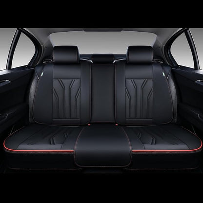 FLORICH Rear Seat Covers Leather Car Seat Covers Waterproof Back Seat Cover Automotive Seat Covers Universal Seat Cushion Protector for Most Cars Trucks SUV-Black&Red Line