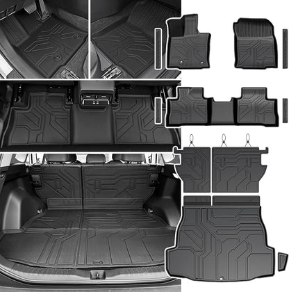 Floor Mats Set for 2026 Toyota RAV4 Hybrid, All Weather TPE Floor Liners Backrest Mat Trunk Mat Cargo Liner Door Sill Guards Accessories(Not Fit PHEV or Subwoofer Models)