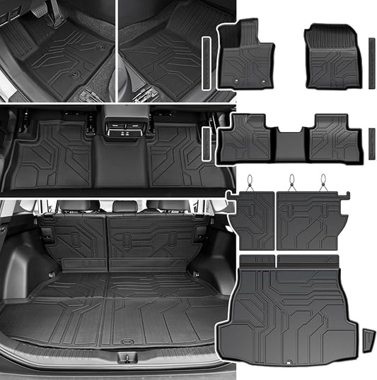 Floor Mats Set for 2026 Toyota RAV4 Hybrid, All Weather TPE Floor Liners Backrest Mat Trunk Mat Cargo Liner Door Sill Guards Accessories(Not Fit PHEV or Subwoofer Models)