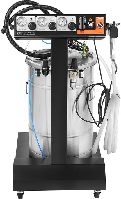 VEVOR Powder Coating System, 50W 100KV Electrostatic Output Machine with 50L Powder Hopper, 450g Per Minute Kit with Spray Gun and Trolley Base, Indoor and Outdoor