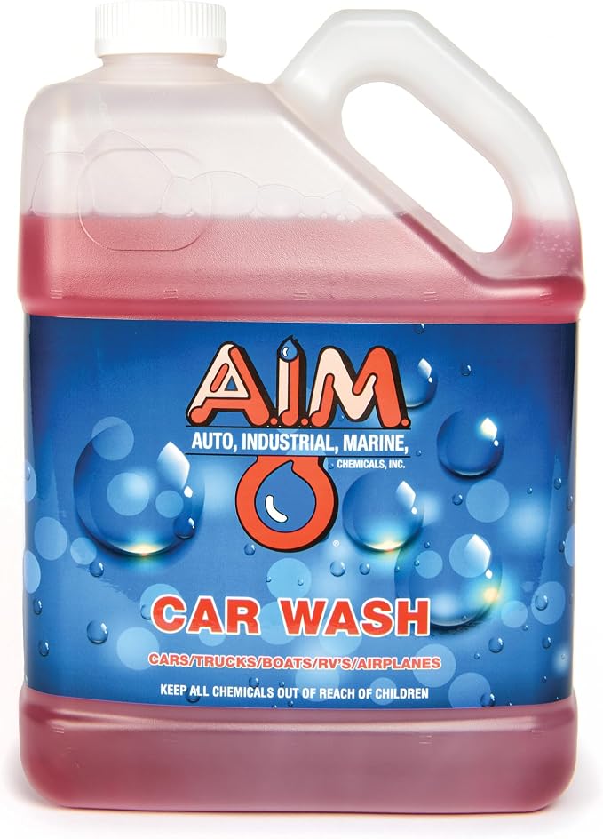 AIM Chemicals Car Wash - High Foam Formula Car Shampoo, Professional Car Wash Shampoo Compatible with Ceramic Coatings - Ideal for Foam Guns - Streak-Free Finish for Detailing - 1 Gal