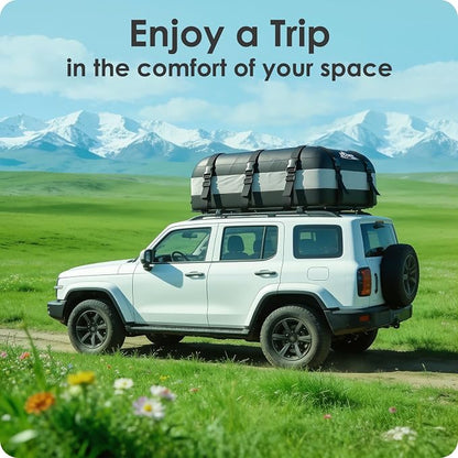 Car Rooftop Cargo Carrier Bag 20 Cubic Feet, 100% Waterproof Heavy Duty Car Roof Bag for All Vehicle with/Without Racks - Anti-Slip Mat, 6 Door Hooks, Storage Bags, 5CM Straps(Gray)