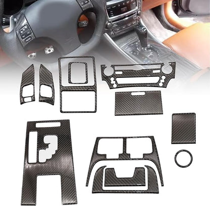 GXARTS 12Pcs Carbon Fiber Full Set Interior Decoration Trim Kit Compatible with Lexus IS250 Black 2006 2007 2008 2009 2010 2011 2012