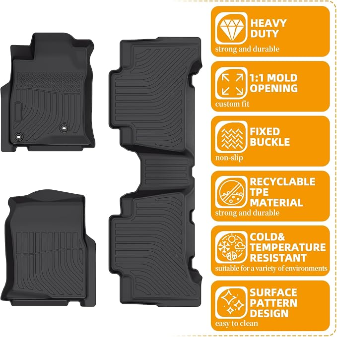 Floor Mats for Toyota 4Runner 2003 2004 2005 2006 2007 2008 2009,4th gen 4runner Floor Mats for 4Runner SR5 | Limited, TPE Floor Liners Front & Rear Row(FIT for 5&7 Seats)