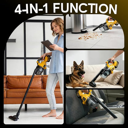 Rhovixster Handheld Vacuum Cordless 20V with 2-Pack 4Ah Batteries and Charger, 5-in-1 Car Vacuum with 500W Powerful Motor, Replacement for Dewalt Vacuum, Lightweight Portable for Home, Car, Pet Hair