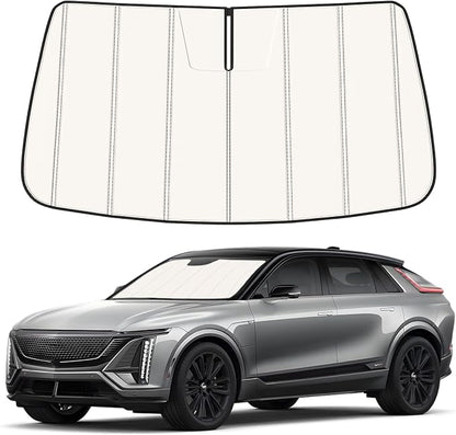 Windshield Sun Shade for Cadillac Lyriq Electric 2023-2026, Front Window Visor Accessories, Folding Design Blocks Heat & UV Rays Maintain Cool Interior and Save Space