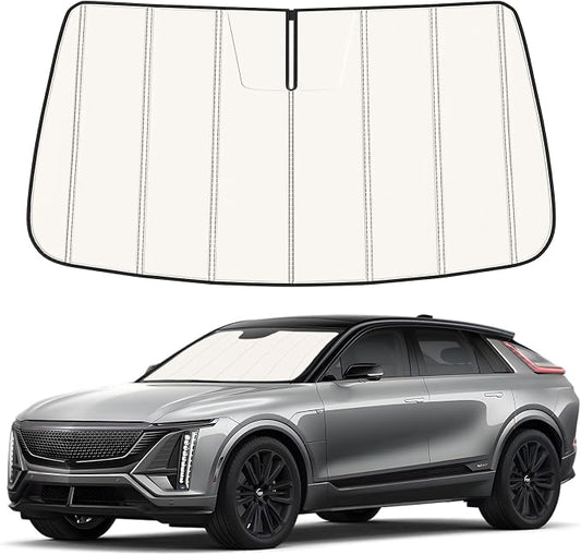 Windshield Sun Shade for Cadillac Lyriq Electric 2023-2026, Front Window Visor Accessories, Folding Design Blocks Heat & UV Rays Maintain Cool Interior and Save Space