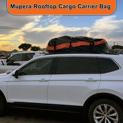 Mupera 21 Cubic Ft Waterproof Rooftop Cargo Carrier Bag for Cars SUVs | Fits With/Without Roof Rack, Anti-Slip Mat & 6 Door Hooks, Lock Included, Soft Shell Top Carrier