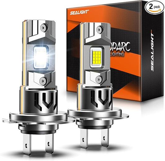 SEALIGHT H7 Bulb For Fog/ATV, 75000LM 2026 New Modle, 6500K Eye-protected, Wireless Non-polarity 1:1 Size Easy Installation, 10 Years Lifespan, 2 Pack