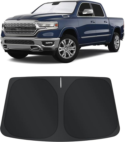 TINGLU Sun Shade for Dodge RAM 1500 2019-2025 2026 CrewCab,MegaCab Pickup,2Dr RegularCab,4Dr QuadCab Accessories Windshield Sun Shade Window Shade UV Rays Protection Sun Visor Cover