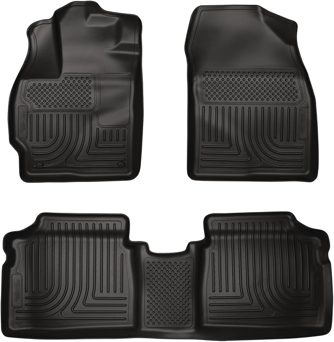Husky Liners Weatherbeater Floor Mats | Fits 2010-2014 Toyota Prius | Front & 2nd Row, 3-pc Black - 98921
