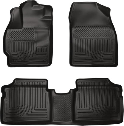 Husky Liners Weatherbeater Floor Mats | Fits 2010-2014 Toyota Prius | Front & 2nd Row, 3-pc Black - 98921