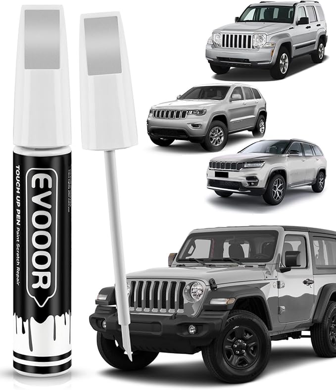 PS2/WS2 Bright Silver Metallic Touch Up Paint Compatible with JeepExact Match 2 in 1 Touch up Paint for Chips and Nicks Repair