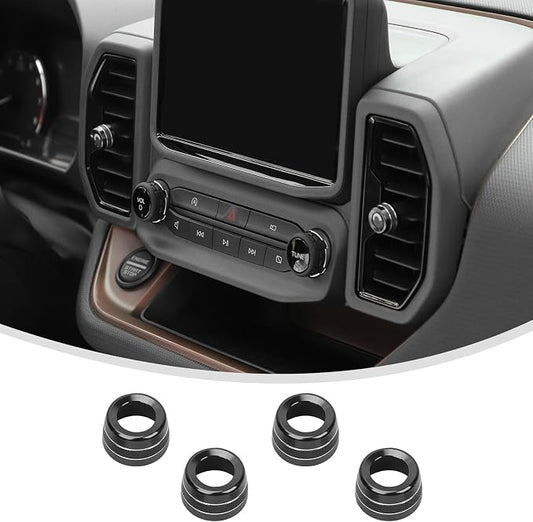 Linskip Aluminum Vent Knob Covers Compatible with Ford Bronco Sport 2021-2024, Dash Air Vent Knob Trim Kit for Bronco Sport Interior Accessories(Black)