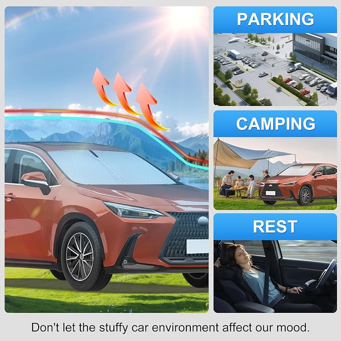 Custom Fit Windshield Sun Shade for Lexus NX 2015-2021 | Custom Fit Windshield Cover, Blocks UV Rays, Double-Layer Heat Shield, Durable Frame, Easy Fold & Storage