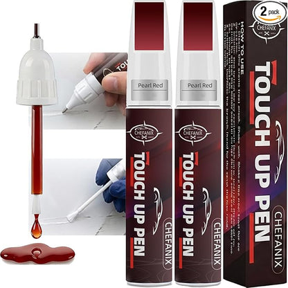 2 PCS Pearl Red Touch Up Paint for Cars & Motorcycles – Car Scratch Remover, 2-in-1 Brush & Pen, Paint Scratch Repair Kit with Quick-Dry Formula for Multi-Brand Vehicles