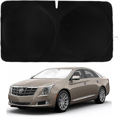 Windshield Sun Shade | Compatible for Cadillac XTS (2013-2019) | Certified 99.87% UVB & 99.02% UVA Car Sun Shade. Award Winning Sunshade - Patented Technology | Car Shades by Kinder Fluff