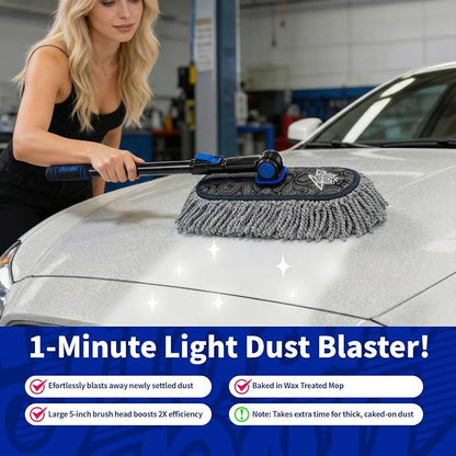 Flash Dog Car Duster Exterior Scratch Free Aluminum Alloy Extendable Handle and Microfiber Head Waterless Cleaning Brush for Cars, Trucks, SUVs Portable Car Duster