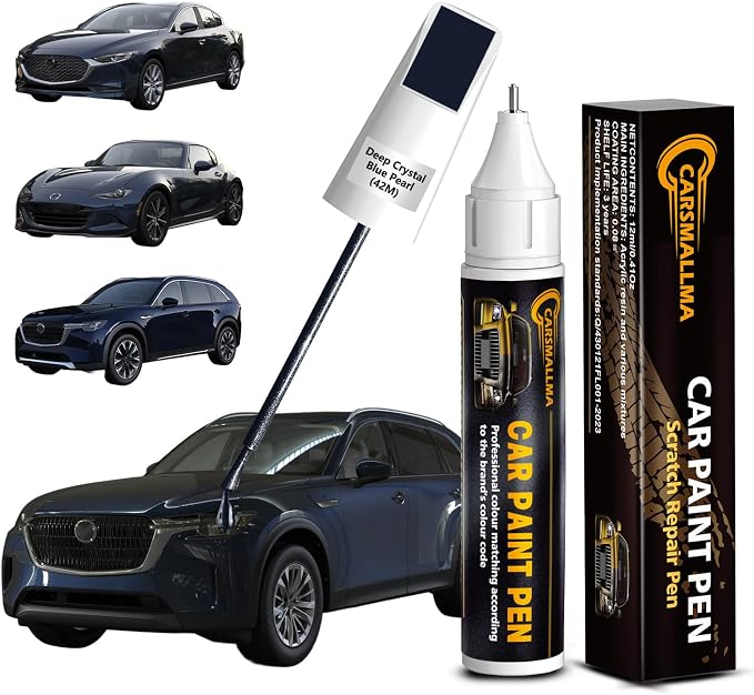 42M Deep Crystal Blue Pearl Car Touch Up Paint for Mazda, Color Accurate Car Paint Scratch Repair Pen Kit Quick & Easy Fix Vehicle Chips and Automotive Nicks Scuff